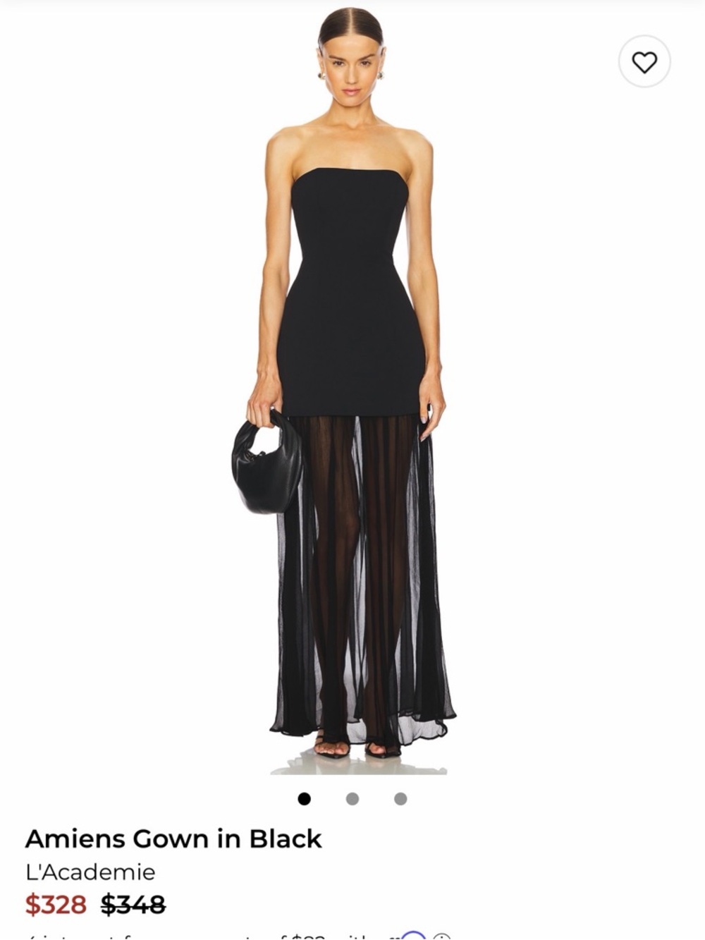 L'Academie Strapless Black Sheer-Panel Gown